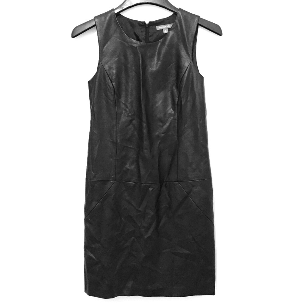 Mod 60s Vegan Leather sleeveless shift dress